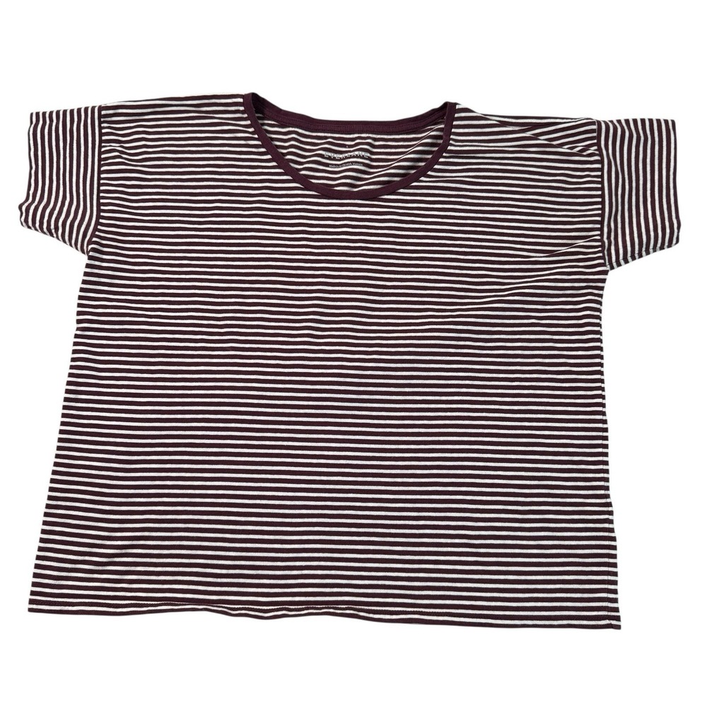 Everlane Maroon and White Striped Crop Top
